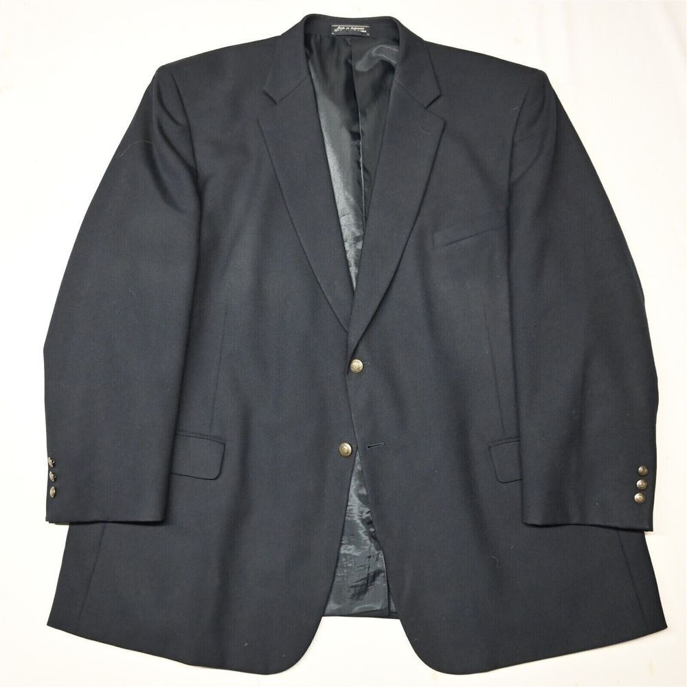 Meeting Street 54L Navy Blue Hopsack Gold Button Mens Blazer Sport Coat Jacket‎